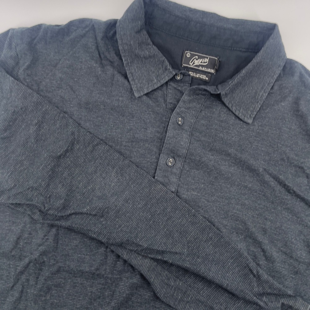 Grayers Men's Long Sleeve Polo Shirt Charcoal Gray Casual‎ Cotton Blend Large